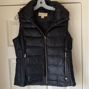 Michael Kors black quilted vest with detachable hood! NWOT